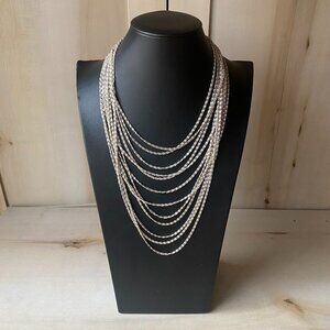 Lydell NYC Silver Tone Layered Snail Chain Cascading Retro Disco Necklace 19"